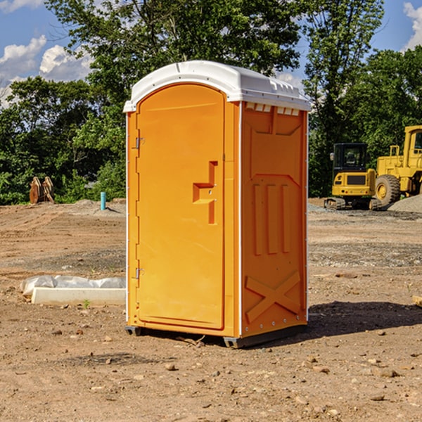 how often are the portable restrooms cleaned and serviced during a rental period in Fulton